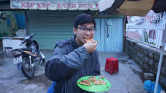 Binh Eating The Pizza I Cooked