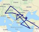 European Trip Map